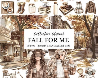 Watercolor Autumn Clipart, Cozy Neutral PNG, Self Care Graphics (Digital Download)