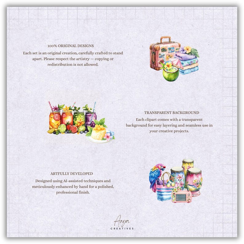 Watercolor Hawaiian Clipart Bundle, Tropical PNG, Beach Vacation Clipart, Luau Summer Graphics, Aloha Island Clipart, Commercial Use image 9