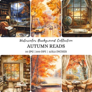 Aquarel gezellige herfst clipart, gezellige herfst landschap afdrukbare beelden, herfst natuur digitale download, herfst jpg-graphics, rustiek herfstlandschap