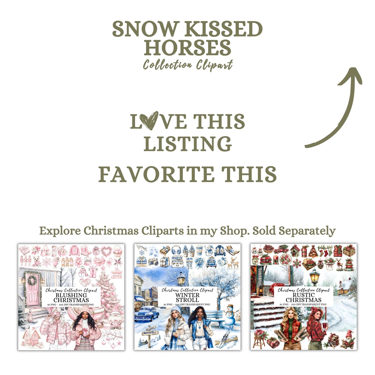Watercolor Christmas Horse Clipart, Winter Equestrian PNG, Farm Animal ...