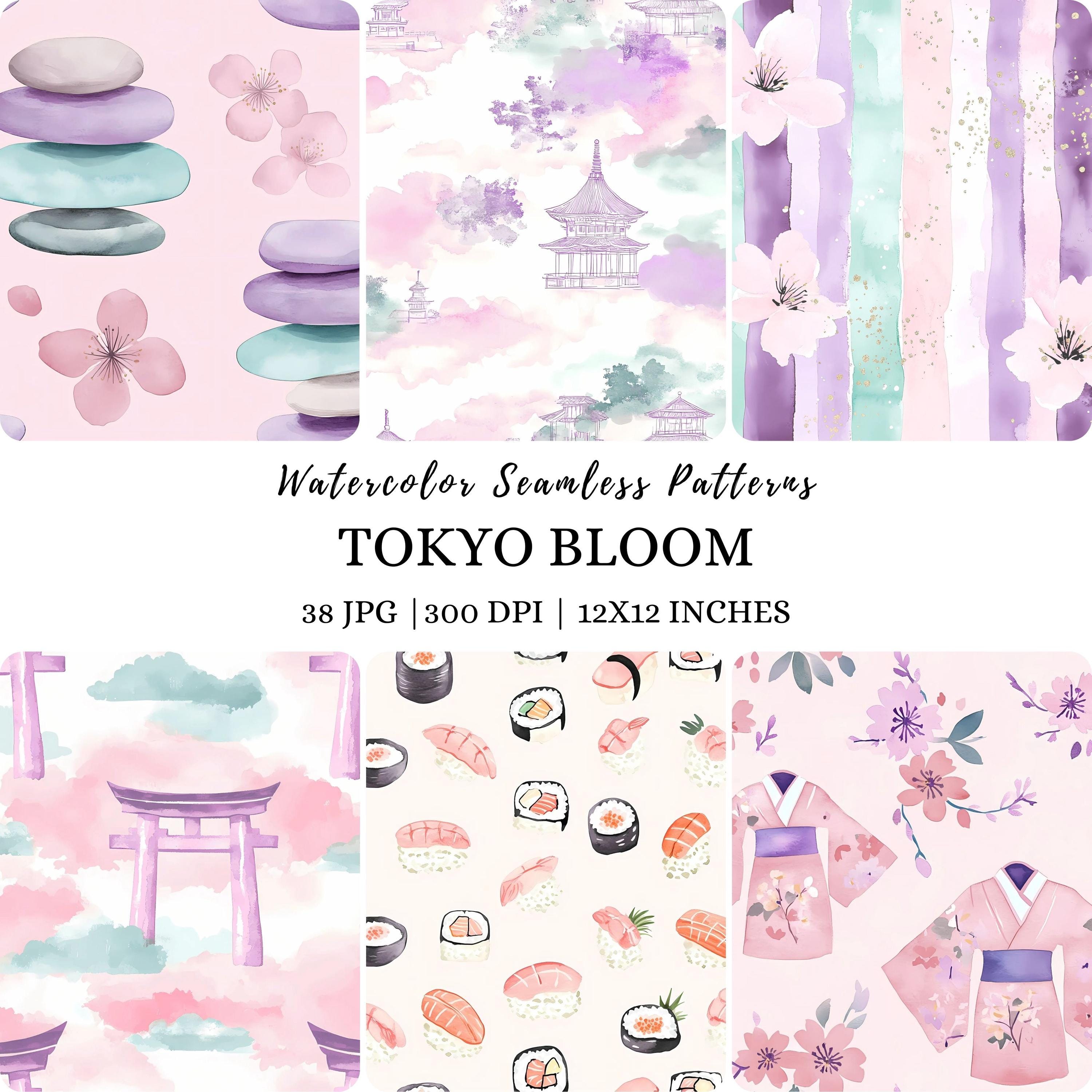 Watercolor Japanese Clipart Bundle: Kimono, Cherry Blossom, Scenery ...