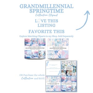 Watercolor Grandmillennial Clipart: Floral Spring PNG, Springtime Illustration image 2