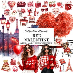 Acquerello Happy Valentines Clipart Png, Cuore Rosso Png, Coppia Png, Amore Clipart, Adesivo Digitale, Clipart Romantico, Uso Commerciale