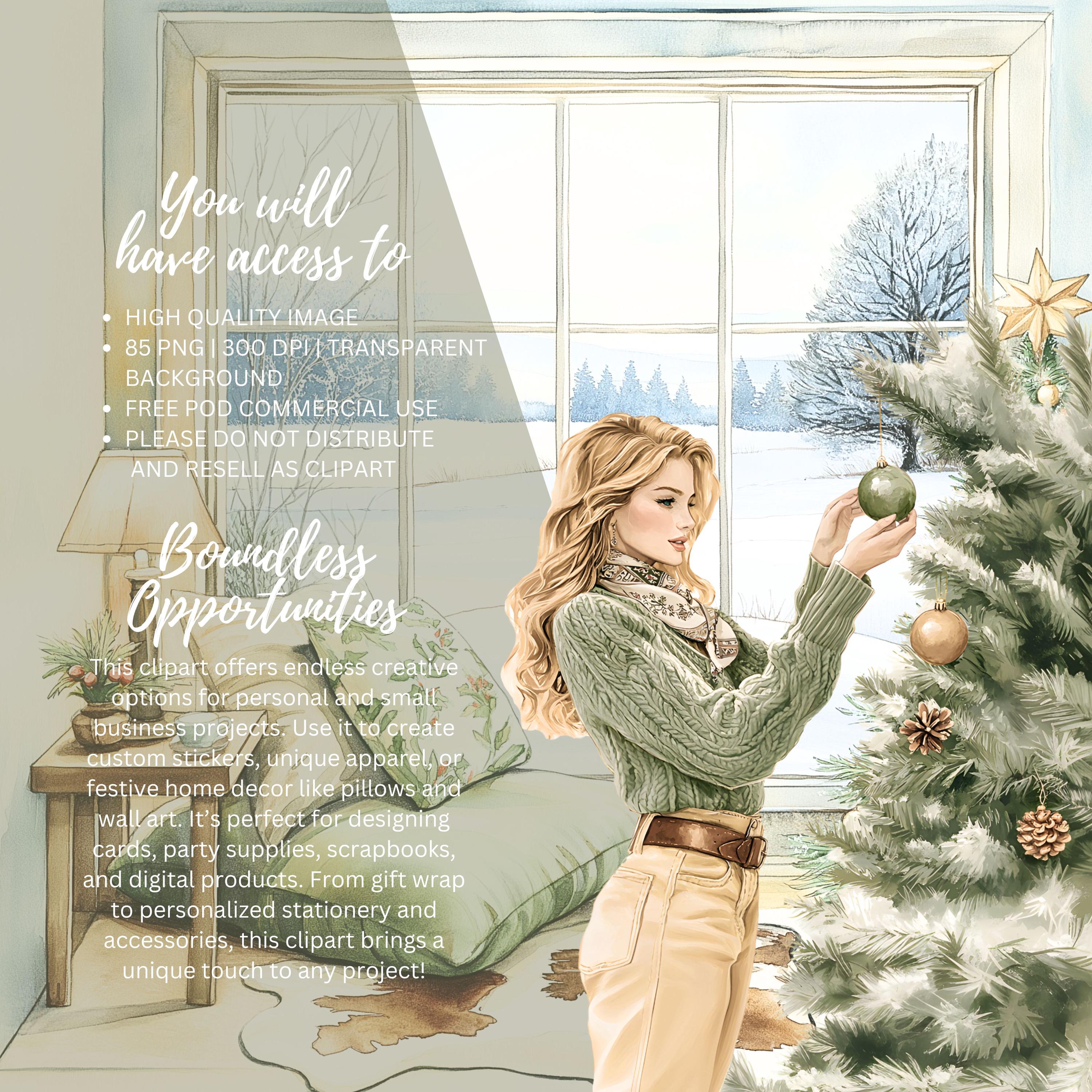 Watercolor Christmas Horse Clipart, Winter Equestrian PNG, Farm Animal ...