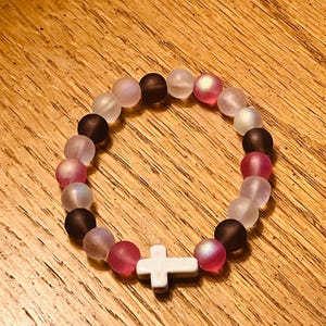 Glass Beaded Cross Bracelet: Handmade Christian Faith Jewelry