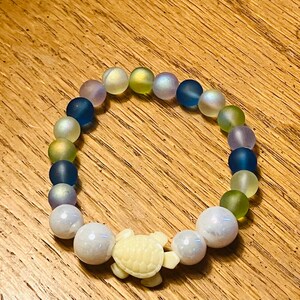 Sea Turtle Charm Bracelet: Ocean Pearl, Boho Beach Jewelry