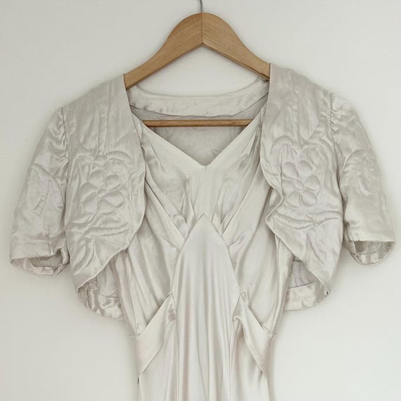 1930's Style Satin Bias Gatsby Midi Slip Dress - Ivory main image 1