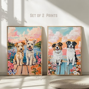 Funny Dog Wall Art Print Whimsical Dog Illustration Summer Dog Painting Colorful Dog Artwork Pet Lover Gift Colorful Nursery Animal Print