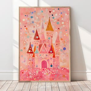 Pastel Castle Wall Art Fairytale Castle Girls Nursery Decor Pink Princess Bedroom Print Fantasy Printable Nursery Art Magical Baby Room Art