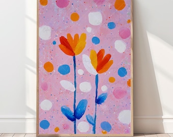 Abstract Floral Print: Colorful Flower Pop Art, Nursery Wall Decor (Digital Download)