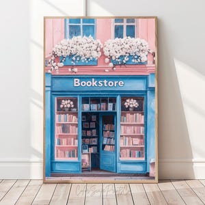 Vintage Bookstore Wall Art New York Bookshop Art Reading Art Print Floral Bookshop Booklover Gift Bookshop Poster Bookish Art Literary Decor