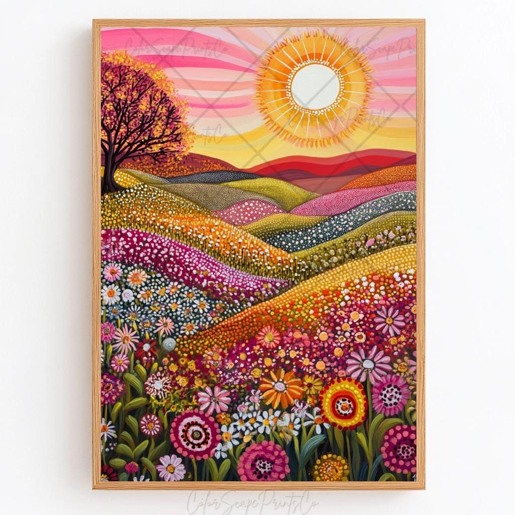 Vibrant Landscape Print Abstract Mountain Artwork Colorful