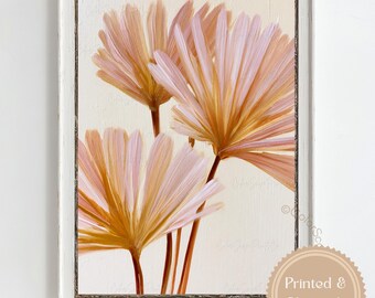 Blush Pink Floral Canvas Wall Art Soft Botanical Painting Large Flower Artwork Contemporary Bedroom Decor Framed Canvas Vertical Wall Decor