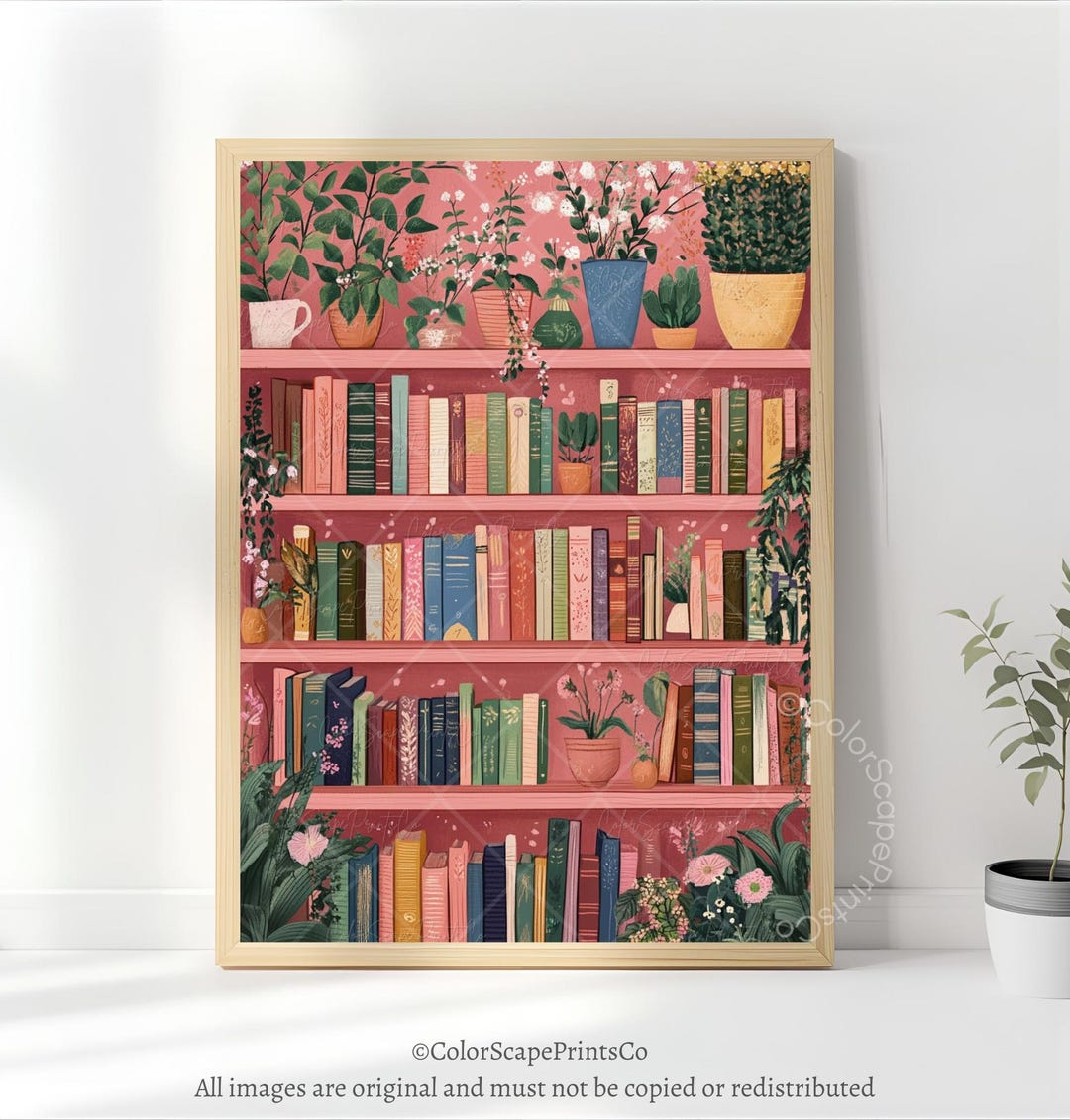 Cozy Reading Nook Wall Art – Whimsical Bookshelf Printable, Home ...