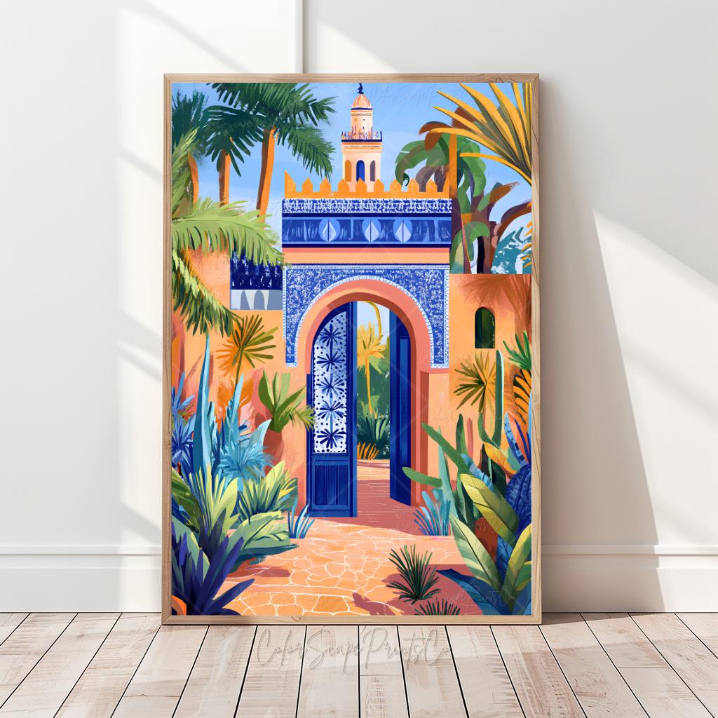 Moroccan Wall Art Print Colorful Mediterranean Painting Boho