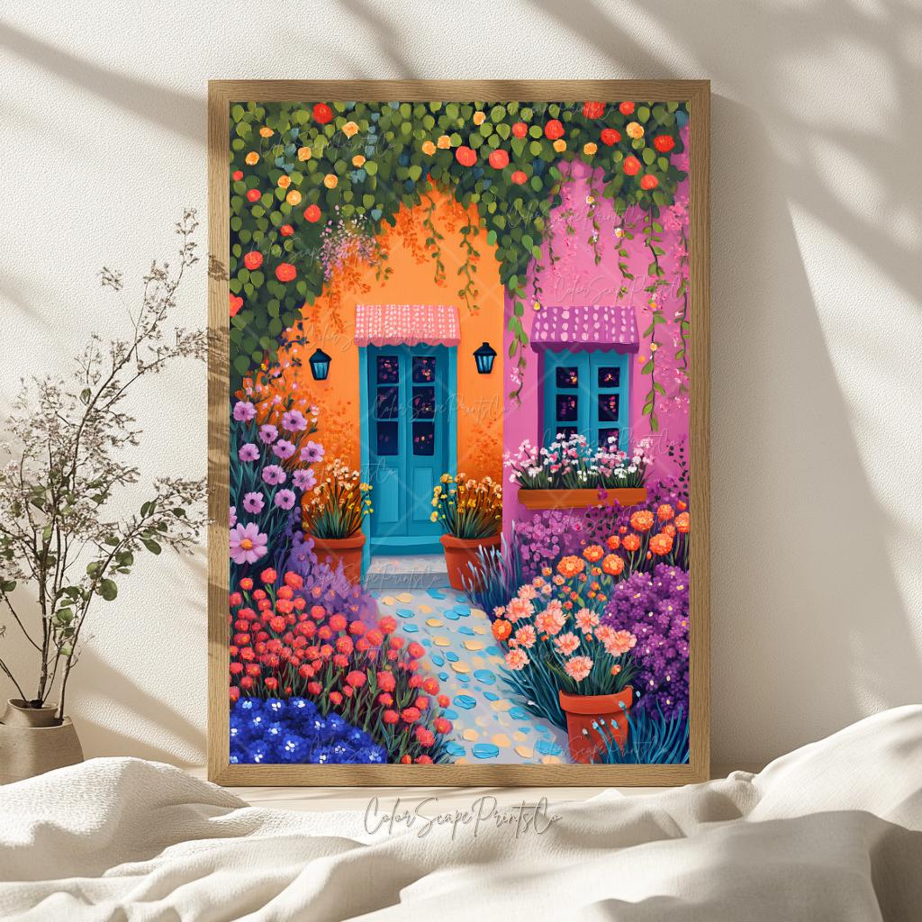 アート・デザイン・音楽 FLOWERS Artworks Couleur Blooming Rhapsody: Colorful Floral Impasto Oil Painting Canvas