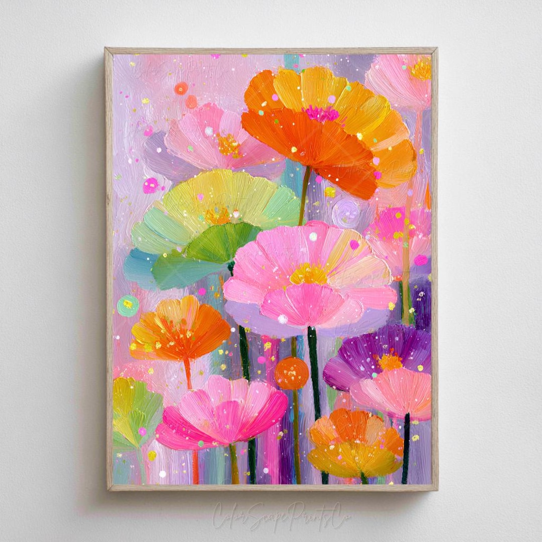 Bright Flowers Art Printable Modern Floral Botanical Art Whimsical