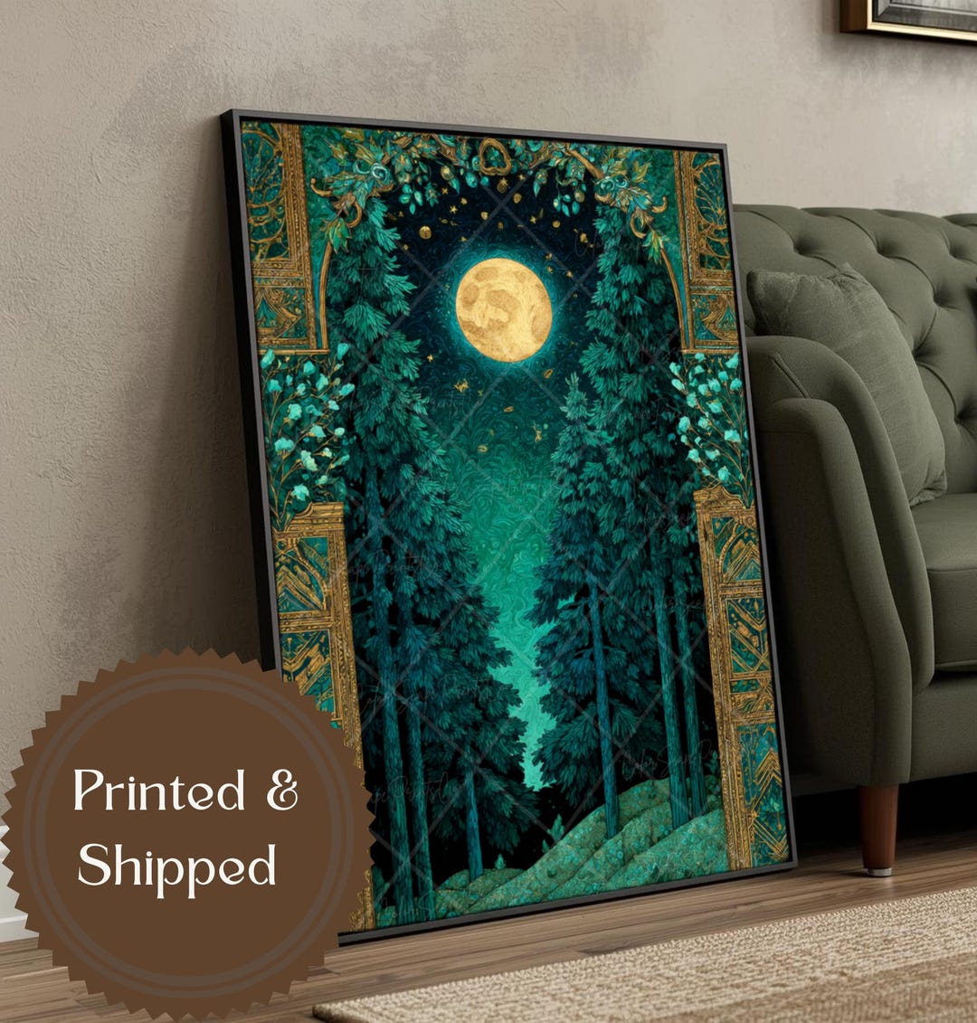 Moon and Stars Wall Art Dark Forest Living Room Art Dark Academia ...