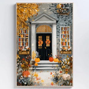 Autumn Bookstore Print Fall Bookshop Art Autumn Reading Art Halloween Bookstore Booklover Gift Bibliophile Book art Spooky Reading Nook Art