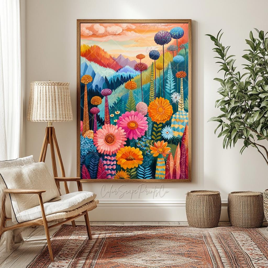 アート・デザイン・音楽 Flowers art works couleur innocentgrey Flower Garden Illustration Colorful House Wall Art Vibrant Garden