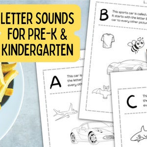 Letter Sounds Matching Worksheets for Preschool Pre-K + Kindergarten DOWNLOAD | Homeschool | kids activity for boys girls | coloring pages