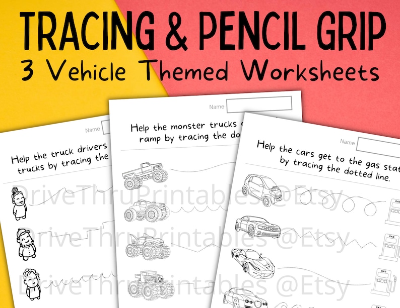Pencil Grip Tracing Worksheets for Kids Practice Holding a Etsy