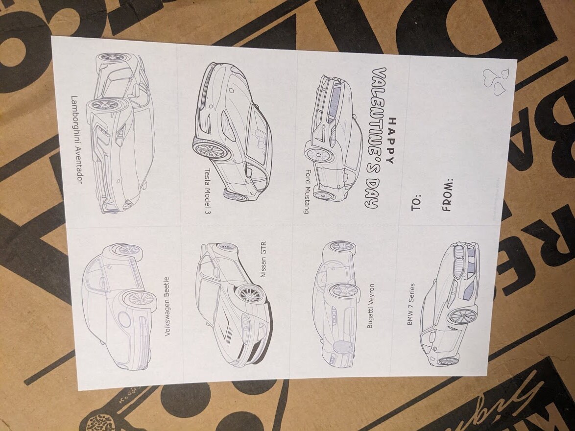 Car Valentine's Day Mini Coloring Book Activity Printable Digital PNG ...