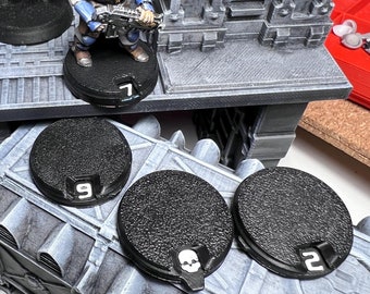 Wound Counter Bases Set x5 | 25mm/28mm/32mm/40mm/50mm | 3D Printed | Kill Team | WH40K | Miniature Wargame