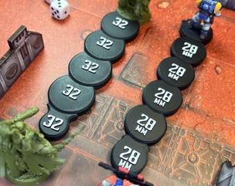 Magnetic Stepper Kit &quot;Mag-Step&quot; | 25/28/32/40 mm | 10-Inch Range | Magnetized | Kill Team | WH40K | Wargame | Measure Around Corner | Ruler