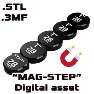 STL - Segmented Stepper Kit &quot;Mag-Step&quot; | 25-40mm | Magnetized | Kill Team | WH40K | Wargame | Measure Around Corner | Ruler | Digital Asset