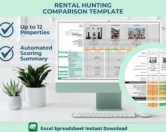 Renter&#39;s Evaluation Template | Compare Rental Properties | Apartment Hunting Tool | Excel Spreadsheet with Automated Scoring | Printable
