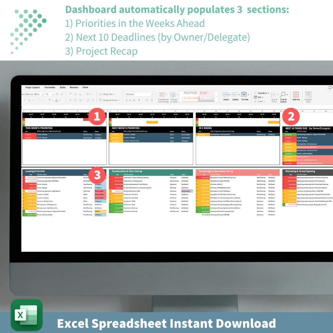 Project Management Gantt Chart and Dashboard | All-in-one Excel Tracker ...