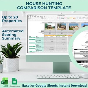 Home Comparison Template for House Hunting | Excel or Google Sheets Spreadsheet | Automated Checklist | Scoring Tool | Printable Evaluation