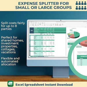 Expense Splitter - Up to 8 Parties | Excel Tool for Sharing Property Costs | Payment Tracking | Custom, Equal, or Usage Based Cost Splitting