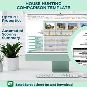 住宅探しのための住宅比較テンプレート | 自動チェックリスト付き Excel スプレッドシート | スコアリング ツール | 印刷可能な評価シート