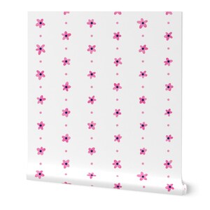 Carta da parati con margherite rosa chiaro / Camera dei bambini con fiori / Decorazione murale di lusso autoadesiva e rimovibile adatta agli inquilini / Stacca e attacca / Decorazione per la cameretta dei bambini