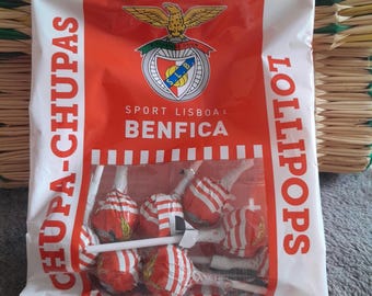 Lizaki z Portugalii SLB Oficjalny produkt Traditional Drops Lizak Nazaré Candy Factory Licencjonowana słodka pamiątka drużyny piłkarskiej Benfica