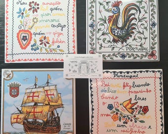 Portugal Azulejo Cerámico 15 x 15 cm Azulejo Portugués Decoración Barcelos Gallo Carabela Barco Portugal Regalo de Recuerdo