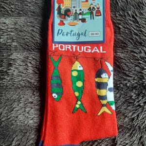 Portugal Cotton Socks Sardines Affordable Gift Fun Socks Souvenir Portugal Lover Cute Present Secret Santa Portuguese USA Saudades Portugal