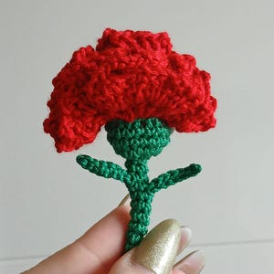Crochet Carnation 25th of April Pin Red Carnation Brooch Portuguese Revolution Flower Handmade Freedom Symbol April 25 Gift Cravo 25 Abril