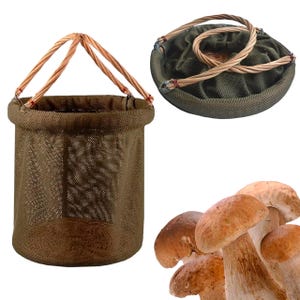 Sac écologique seau en osier pour la chasse aux champignons/Shopper pour la recherche de champignons | Cadeau pour amateur de cueillette de champignons | Sac à provisions