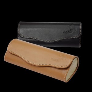 Étui à lunettes en cuir - fait main|Cuir naturel/bois|Protection des lunettes élégante et durable|Cadeau personnalisé unique pour elle, le sien, maman, papa