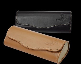 Leather Glasses Case – Handmade|Natural Leather/Wood|Stylish & Durable Eyewear Protection|Unique personalized gift for her, his, mam, dad