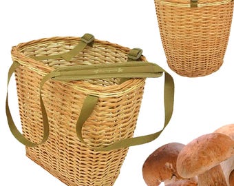 Small Natural Unique Wicker willow basket for mushroom foraging with handles/ Original Handmade Gift for men, women/Mushroom picker gift/