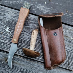 Handgefertigtes Pilzmesser mit Scheide / Pilzsuchset / personalisiertes Pilzsammlergeschenk / Messer für Pilzsammler / Faher Geschenk