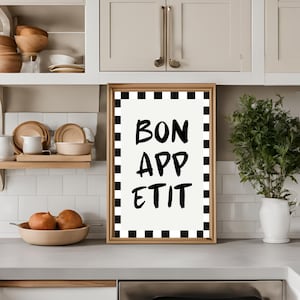 bon appetit wall art / kitchen wall decor / bon appetit poster / french poster / black and white art / food art print / minimal kitchen art