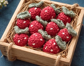 Mini Strawberry Crochet Pattern | Amigurumi Fruit Tutorial (PDF Digital Download)
