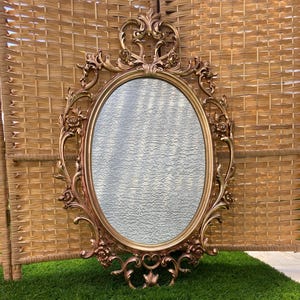 Vintage Syroco Ornate Gold Rococo Wall Mirror – Hollywood Regency Oval Mirror