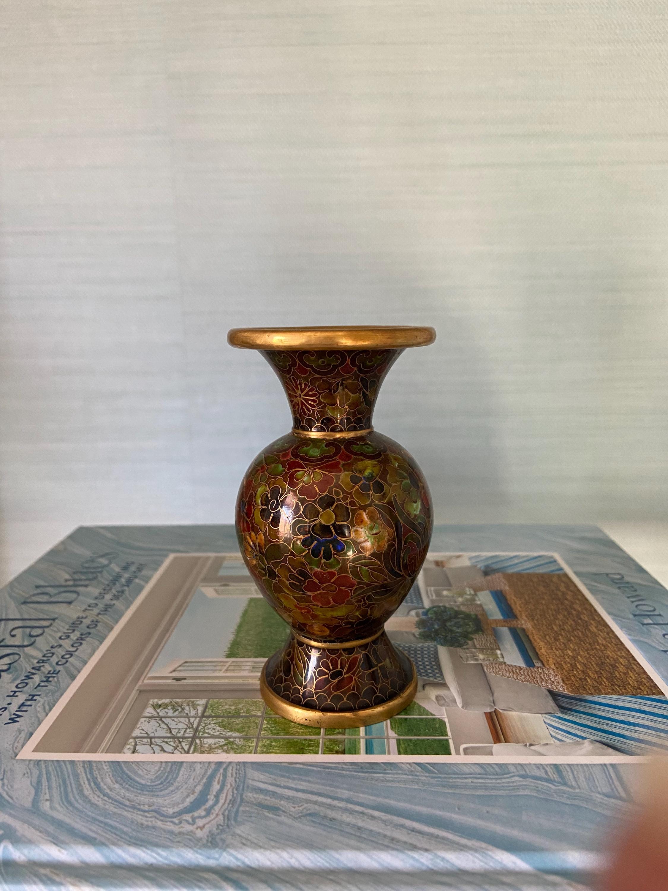 ヴィンテージ マルチカラー 七宝花瓶 – 花エナメル真鍮花瓶 - Etsy 日本