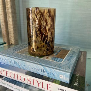 Vintage Tortoiseshell Handblown Glass Vase – Amber & Brown Swirl, Mid-Century Modern Decor